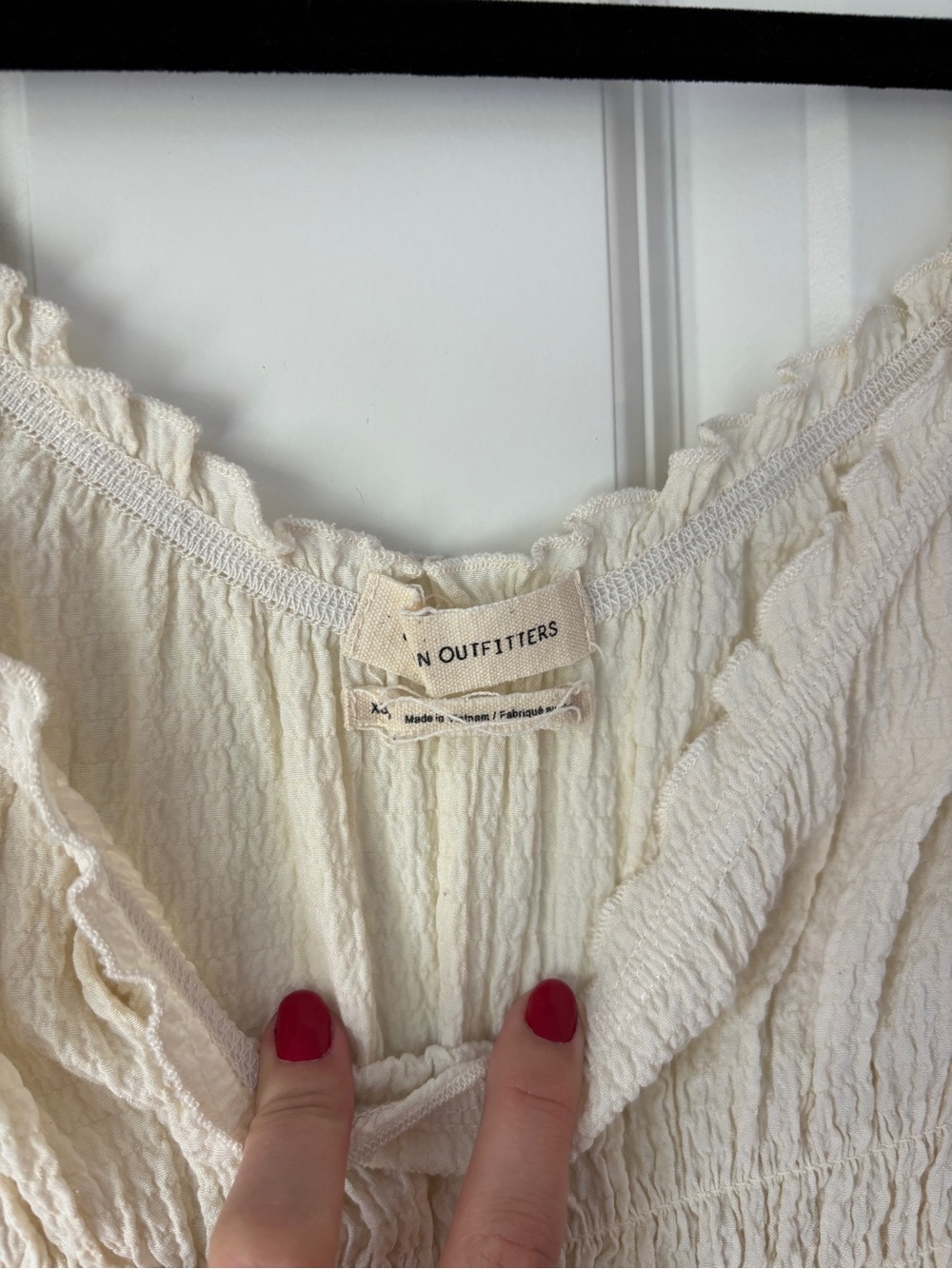 cream smocked ruffle strap sundress - Picture 3 of 6